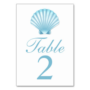 Numeração De Mesa Casamento de Praia Náutica Azul de Shell Elegante