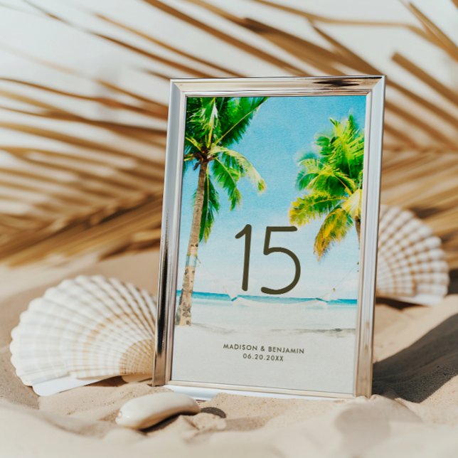 Numeração De Mesa Casamento de Praia Tropical de Palma Tropical de V (Criador carregado)