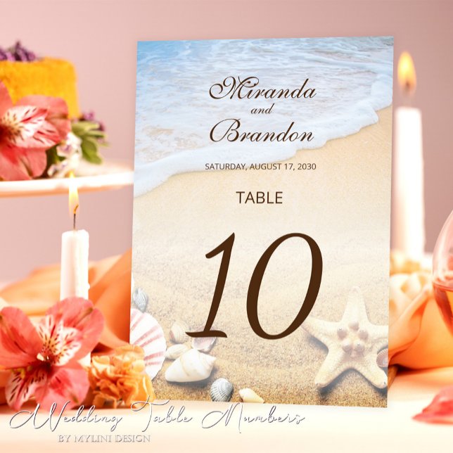 Numeração De Mesa Casamento de Praias Tropicais e Starfish Modernos (Criador carregado)