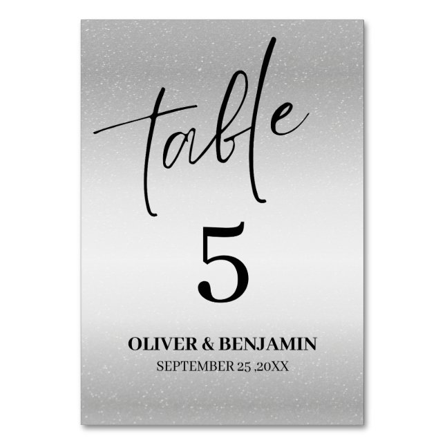 Numeração De Mesa Casamento de prata metálico (Frente)