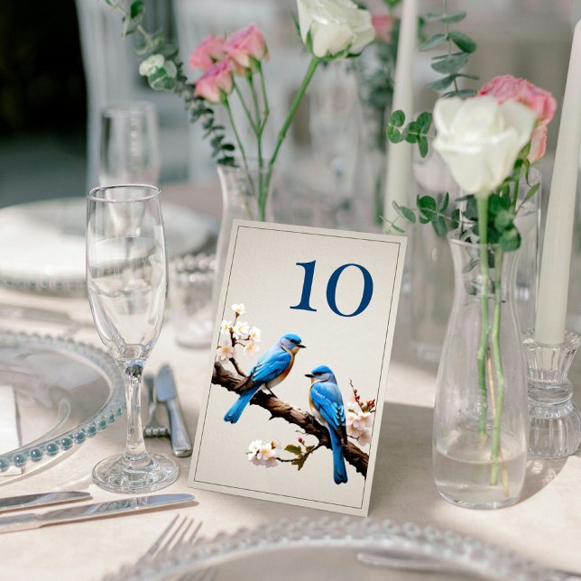 Numeração De Mesa Casamento de primavera Bluebird (Spring Bluebirds Wedding Table Number)