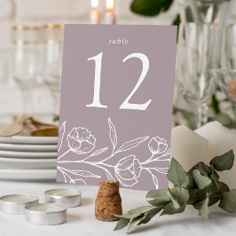 Numeração De Mesa Casamento De Púrpura Com Púrpura Floral Desenhado