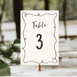 Numeração De Mesa Casamento de Quadro de Ângulo Desenhado à Mão<br><div class="desc">Comemore em estilo com nosso número de mesa de casamento divertida e esquisito,  com um quadro desenhado à mão e um roteiro casual escrito à mão em um esquema de cores neutras de cinzas escuras em naves.</div>