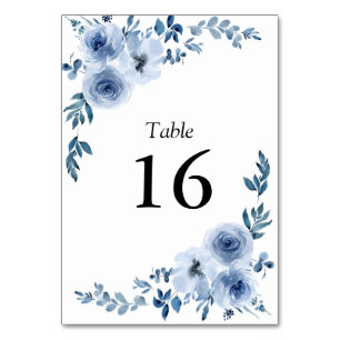 Numeração De Mesa casamento de quadro floral azul simples