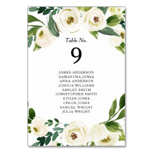 Numeração De Mesa Casamento de Rodas Brancas de Água Flores Verde