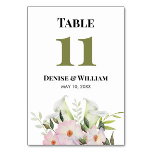 Numeração De Mesa Casamento de Rosa e Lírio Calla Branco Suave