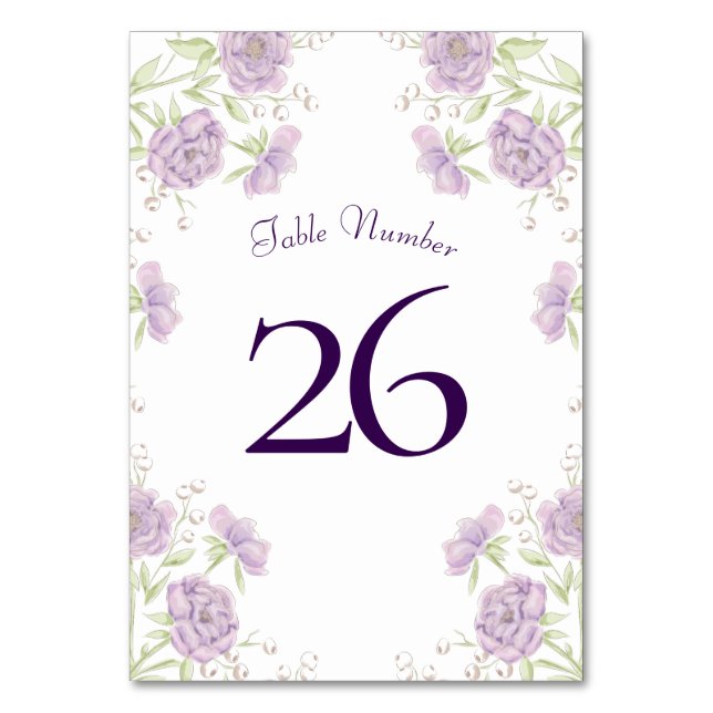 Numeração De Mesa Casamento de Rosa Roxa Lavanda (Verso)