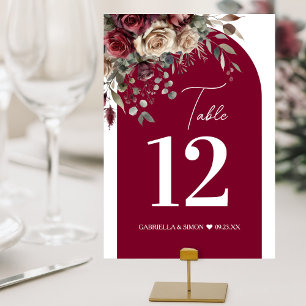 Numeração De Mesa Casamento de Rosas do Elegante Arch Burgundy e Cre