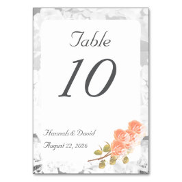 Numeração De Mesa Casamento de Rosas e rendas brancas elegantes