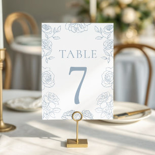 Numeração De Mesa Casamento de Rosas Franceses Azuis e Brancos Moder