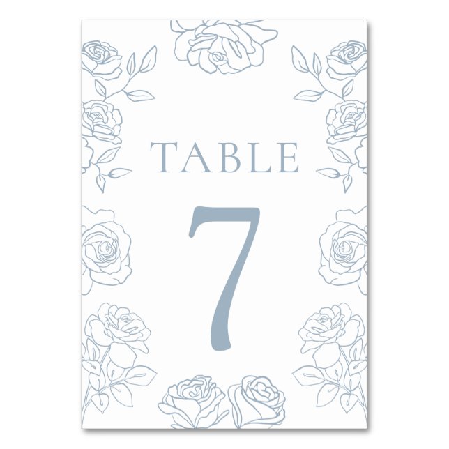 Numeração De Mesa Casamento de Rosas Franceses Azuis e Brancos Moder (Frente)