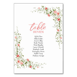 Numeração De Mesa Casamento de Rosas Rosa Elegante Botânico
