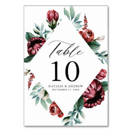 Numeração De Mesa Casamento de Rosas vermelhas de Aquarela e Frame F