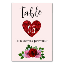 Numeração De Mesa Casamento de Rosas Vermelhas e Rosa
