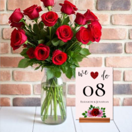 Numeração De Mesa Casamento de Rosas Vermelhas e Rosa