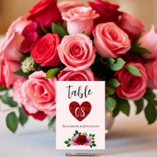 Numeração De Mesa Casamento de Rosas Vermelhas e Rosas