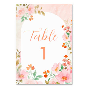 Numeração De Mesa Casamento de RSVP Floral de Cor de Água Rosa e Ver