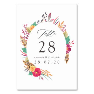 Numeração De Mesa Casamento de Safári Floral em Aquarela