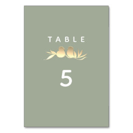 Numeração De Mesa Casamento de Sage Green Dourado Lovebird