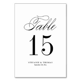 Numeração De Mesa Casamento de Script Clássico Elegante Preto