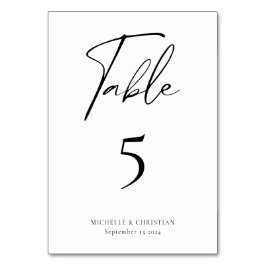 Numeração De Mesa Casamento de Script de Caligrafia Mínima Moderna