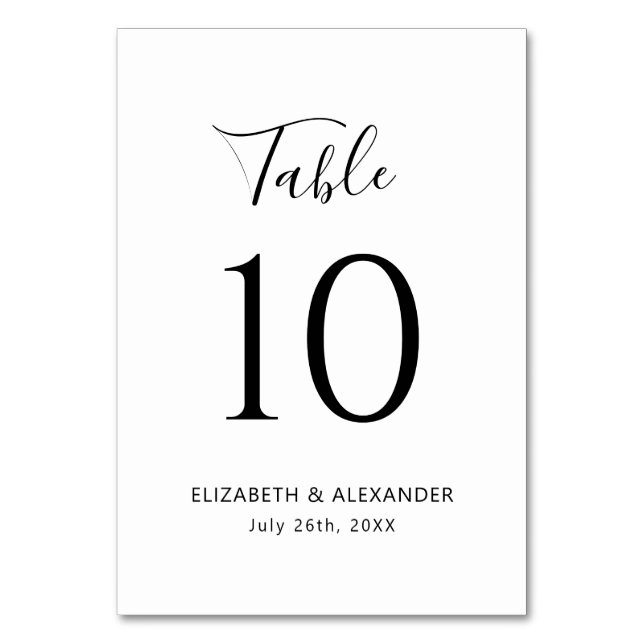Numeração De Mesa Casamento de Script de Caligrafia Moderna Minimali (Verso)