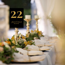Casamento de Script Dourado Negro Elegância Simple