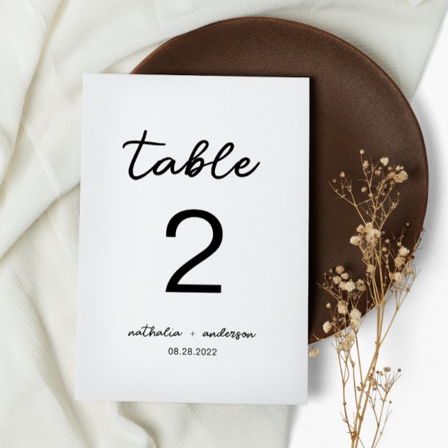 Numeração De Mesa Casamento de Script Elegante Branco Simples (Criador carregado)