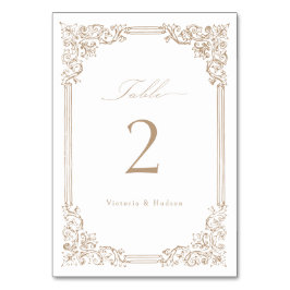 Numeração De Mesa Casamento de Script Elegante de Frame Vintage Neut