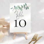 Numeração De Mesa Casamento de Script Eucalyptus Modern Watercolor<br><div class="desc">A Mesa de Casamento Eucalyptus Script Modern Watercolor é definida em um script de estilo de escrita manual e o seu número de tabela abaixo com uma folhagem elegante de aquarela na parte superior. Personalize facilmente o número. O mesmo design está do outro lado e será atualizado simultaneamente à medida...</div>