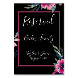 Numeração De Mesa Casamento de Script Floral Romântico Preto e Rosa