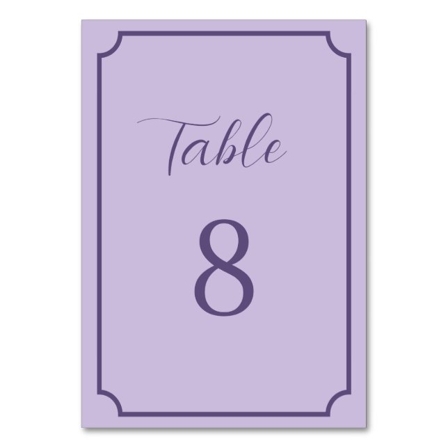 Numeração De Mesa Casamento de Script Lilac e Lavanda (Frente)
