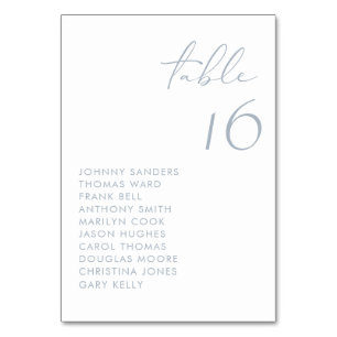 Numeração De Mesa Casamento de Script Manuscrito Dusty Blue Modern