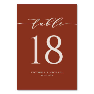 Numeração De Mesa Casamento de Script Minimalista Terracotta Bold