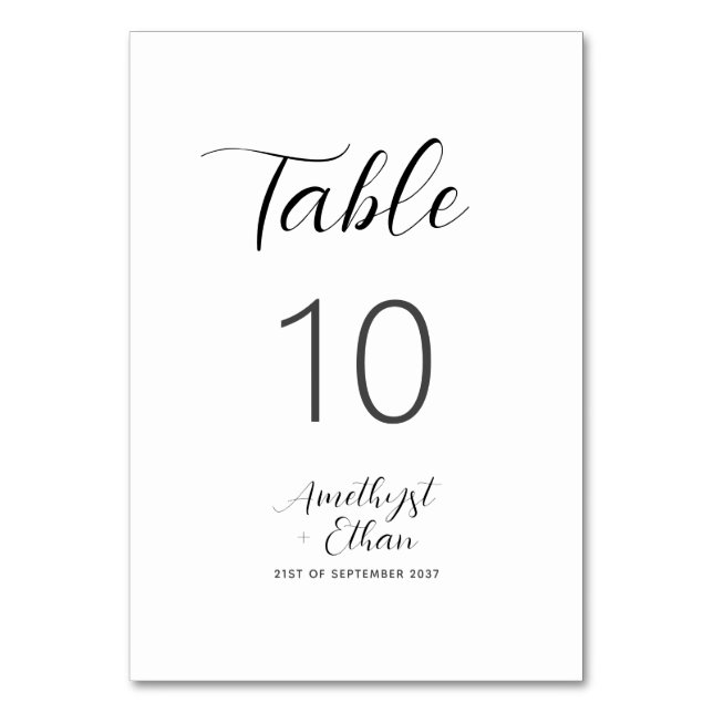 Numeração De Mesa Casamento de Script Moderno Elegante (Frente)