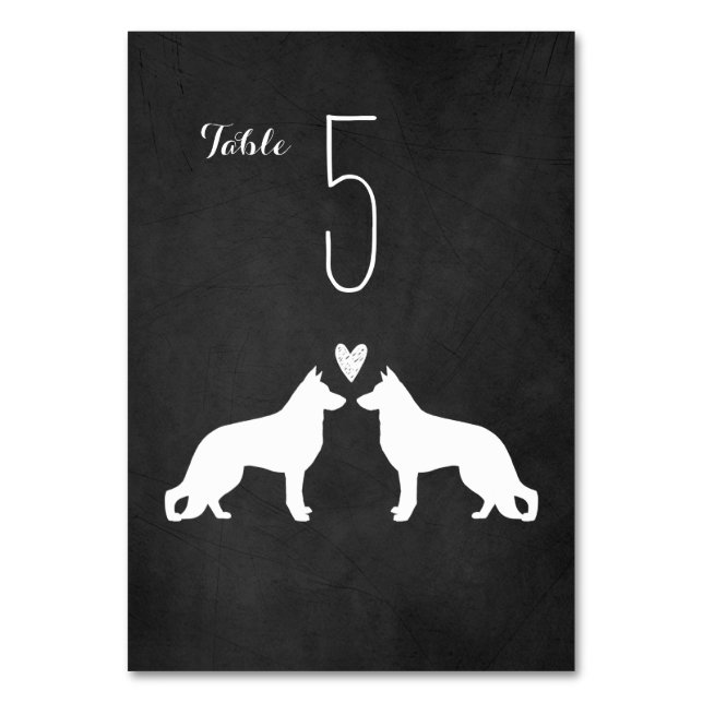 Numeração De Mesa Casamento de Silhouettes German shepherd Brancos (Frente)