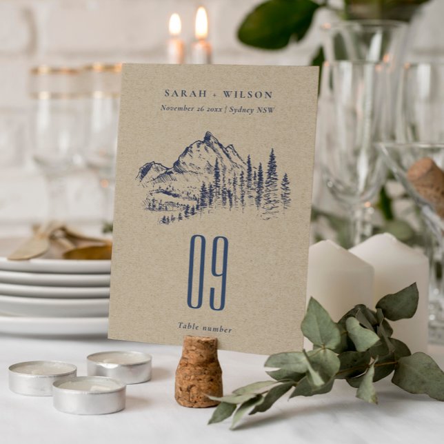 Numeração De Mesa Casamento de Sketch Kraft Marinho Pine Woods Mount (Criador carregado)
