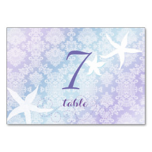 Numeração De Mesa Casamento de Starfish Púrpura Azul