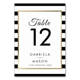 Numeração De Mesa Casamento de Stripe Clássico | Faux Gold Foil
