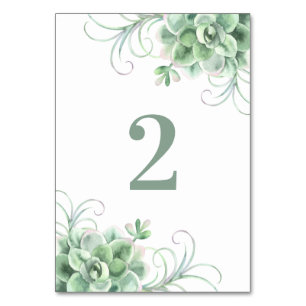 Numeração De Mesa Casamento de sucesso. Cacto verde. Cactos de aquar