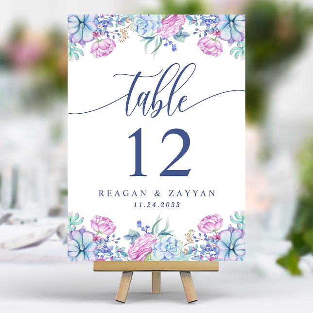 Numeração De Mesa Casamento de Suculentes de Aquarela Chic Floral (Criador carregado)