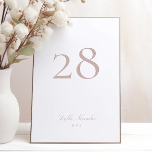 Numeração De Mesa Casamento de Taupe Rosa Clássico com Caligrafia