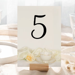 Numeração De Mesa Casamento de Tea Cup e Rose Branca