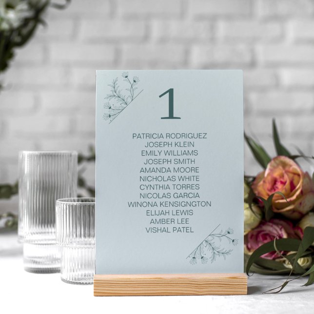 Numeração De Mesa Casamento de Teal Floral Elegante (Criador carregado)