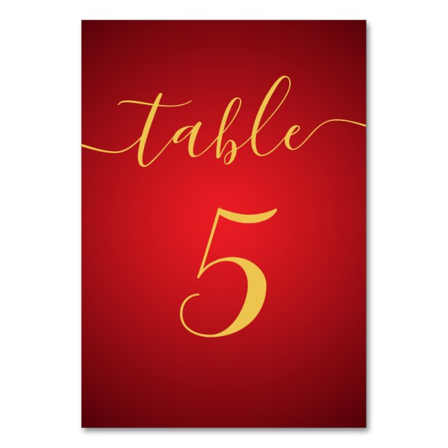 Numeração De Mesa Casamento de Tema Vermelho Elegante de Script Mode (Verso)