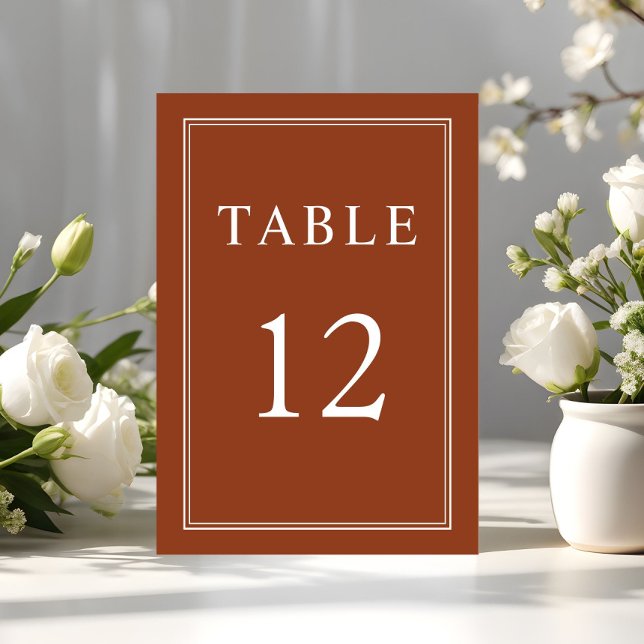 Numeração De Mesa Casamento de Terracota Elegante Moderno  (Modern Elegant Terracotta Wedding Table Number)