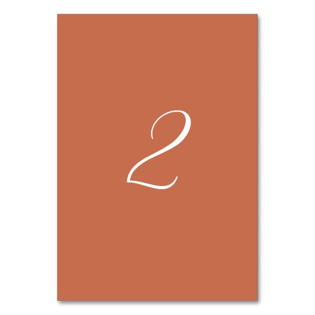 Numeração De Mesa Casamento de Terracotta Elegant Script Calliografi (Frente)