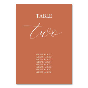 Numeração De Mesa Casamento de Terracotta Elegant Script Calliografi