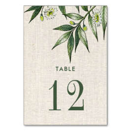 Numeração De Mesa Casamento de Textura de Burlap Botânica Verde