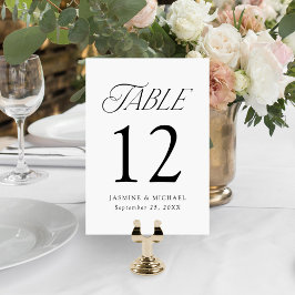 Numeração De Mesa Casamento de Tipografia Preta Moderna e Elegante